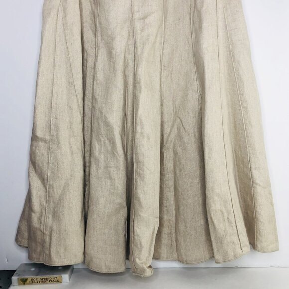J Jill Fit & Flare Linen Maxi Skirt Size 12 Beige Metallic Travel Boho Romantic - Picture 5 of 13
